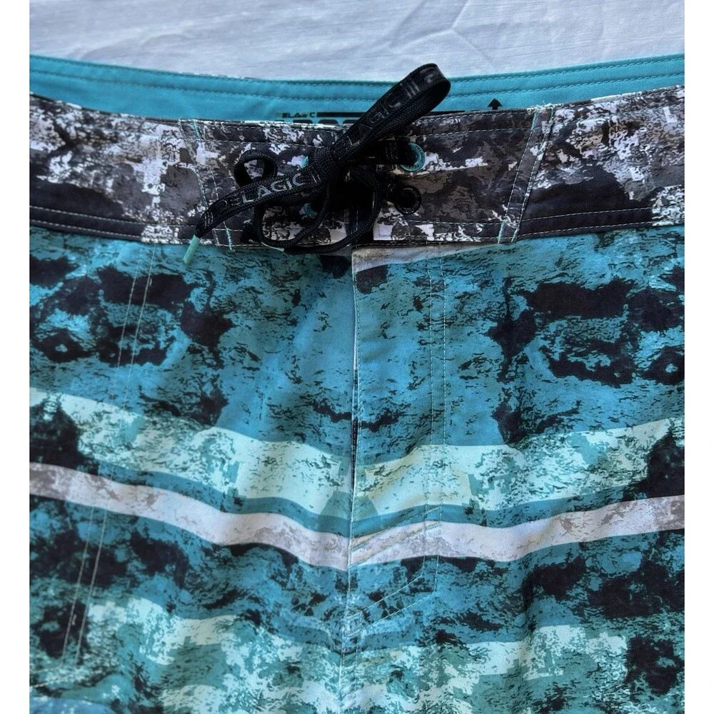Pelagic Argonaut Mens Surfing Boardshorts Coral Camo Blue Size 38